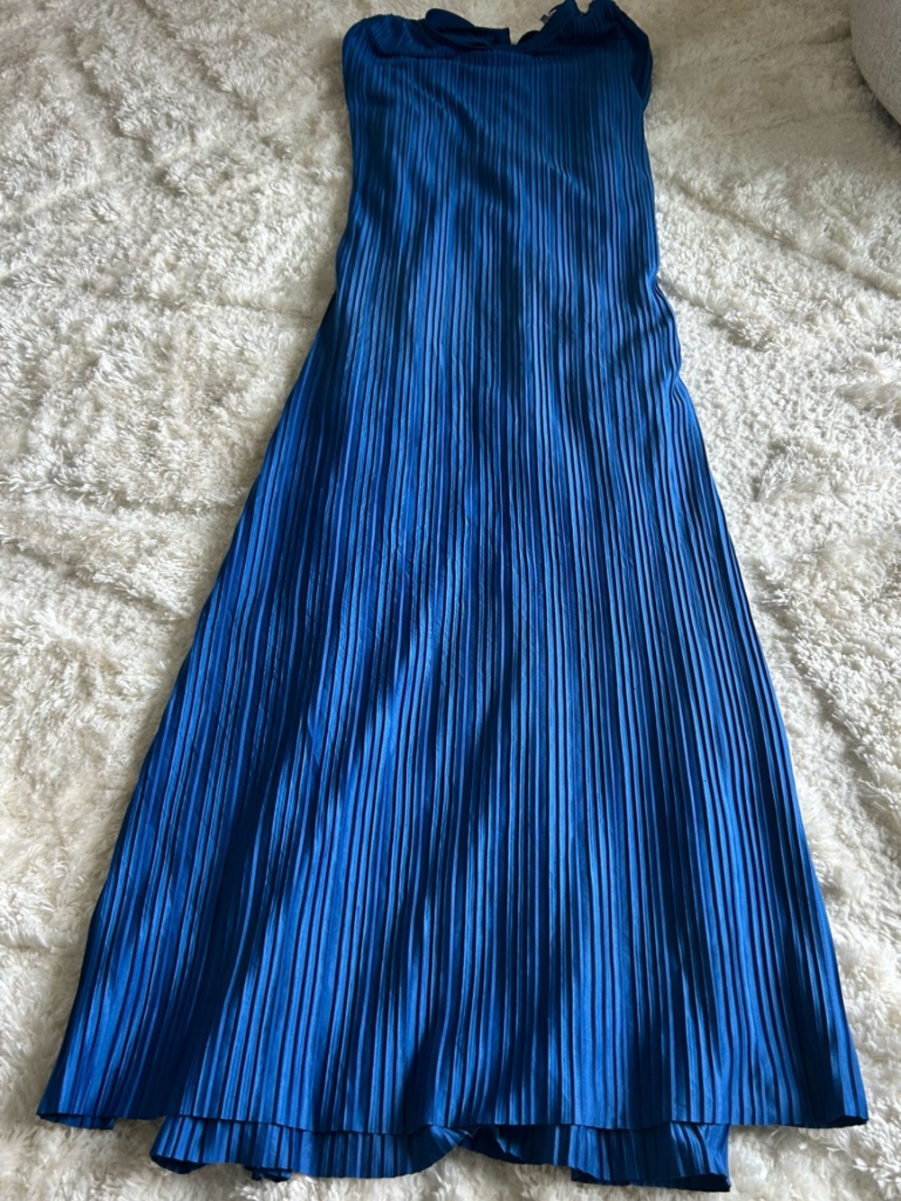 Atlein Plisse Midi Dress Sleeveless Pleated Blue - Picture 6 of 15